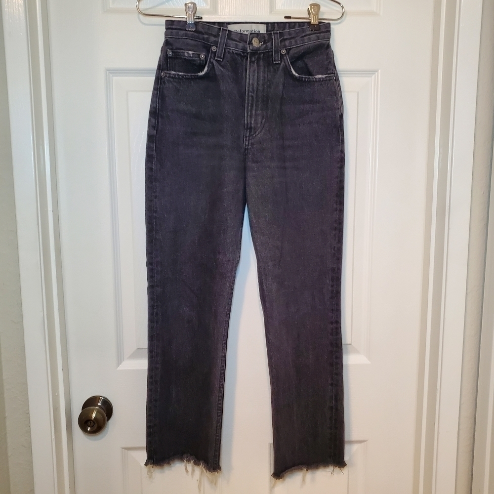 Reformation Black Jeans Size 24 Distressed